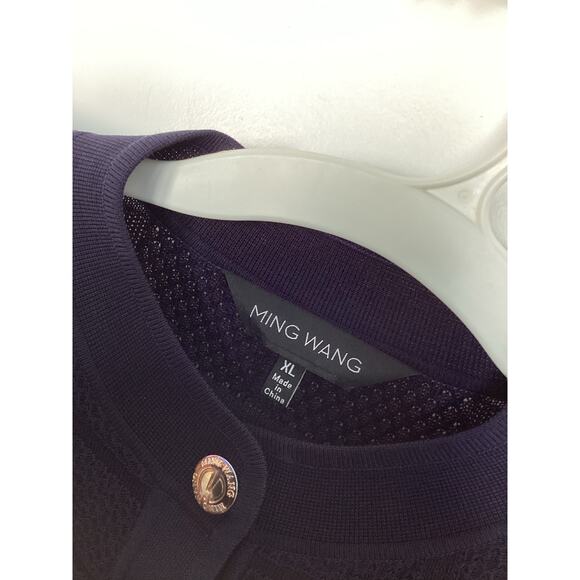 Ming Wang Women's Long Sleeve Knit Windowpane Button Front Jacket Blue Size XL - Picture 5 of 9